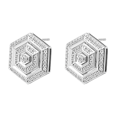 Boucles d'Oreilles Hexad - or blanc 18 carats et diamants