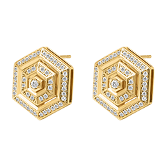 Boucles d'Oreilles Hexad - or jaune 9 carats et diamants