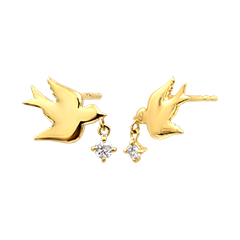 Boucles d’oreilles Hiria – Or jaune 9 carats et diamants synthétiques