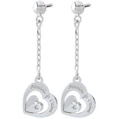 Boucles d'oreilles Maman je t'aime - or blanc 9 carats