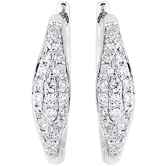 Boucles d'oreilles mini créoles - Larmes pavées - or blanc 18 carats et diamants