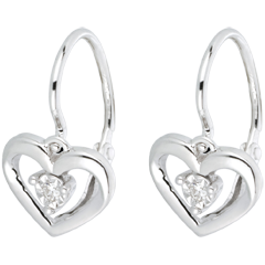 Boucles d'oreilles mon amour or blanc 9 carats et diamants