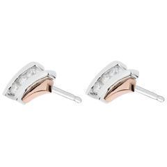Boucles d'oreilles Nid Précieux - Trilogie diamant - 3 diamants - or blanc et or rose 18 carats