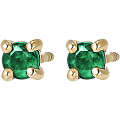 Boucles d'oreilles Oiseau de Paradis - Solitaires émeraude - or jaune 9 carats