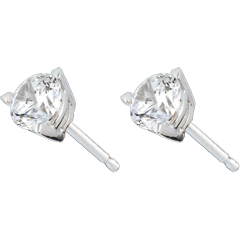 Boucles d'oreilles or blanc 18 carats - diamant 3 griffes - 1 carats