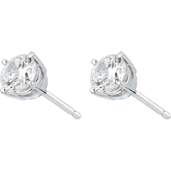 Boucles d'oreilles or blanc 18 carats - diamant 4 griffes - 1 carats