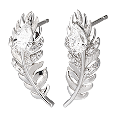 Boucles d'oreilles Panache - Altesse - or blanc 9 carats et diamants synthétiques