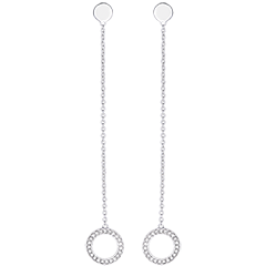 Boucles d'oreilles - Pendule Divine - or blanc 18 carats et diamants