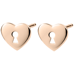 Boucles d'oreilles Précieux Secret - Coeur - or rose 9 carats