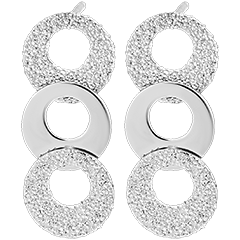 Boucles d'oreilles Puces Fraîcheur - Trio Circulus - or blanc 9 carats