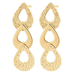 Boucles d'oreilles Puces Fraîcheur - Trio Pira - or jaune 9 carats