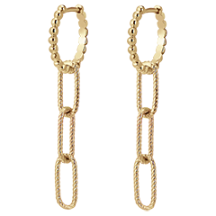 Boucles d'oreilles Regard d'Orient créoles - Pia - 3 maillons - or jaune 9 carats