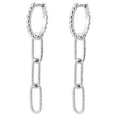 Boucles d'oreilles Regard d'Orient créoles - Pia - 3 maillons - or blanc 9 carats