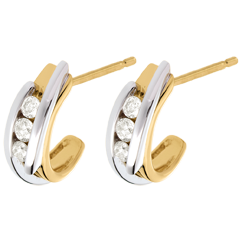 boucles d'oreilles trilogie bipolaire - 0.3 carats - 6 diamants - or blanc et or jaune 18 carats