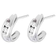 boucles d'oreilles trilogie bipolaire - or blanc 18 carats - 0.3 carats - 6 diamants