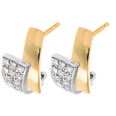 Boucles d'oreilles Tropique pavées - 24 diamants - or blanc et or jaune 18 carats