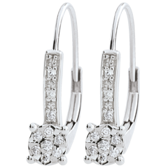 Boucles d'oreilles Venise - 20 diamants - or blanc 9 carats