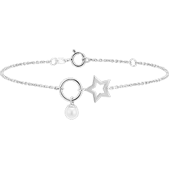 Bracelet Abondance - Etoile - or blanc 9 carats et perle