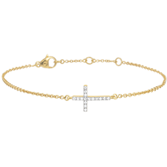 Bracelet Croix or jaune 18 carats et diamants