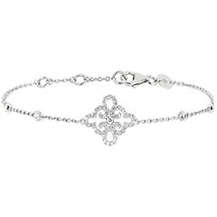 Bracelet Fraicheur - Fleur - or blanc 9 carats et diamants