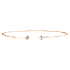 Bracelet Jonc Ouvert Fraîcheur - Toi et Moi - or rose 18 carats et diamants