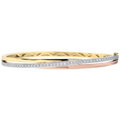Bracelet Jonc Saturne Diamant - 3 ors - trois ors 18 carats