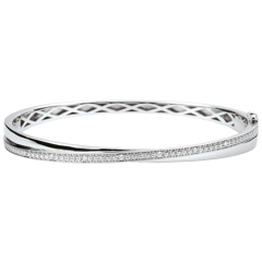 Bracelet Jonc Saturne Duo - diamants - or blanc 18 carats