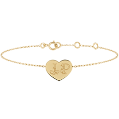 Bracelet médaille coeur gravée - or jaune 9 carats - Collection ABC Yours - Edenly Yours