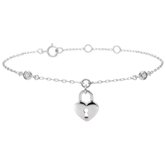 Bracelet Précieux Secret - Coeur - or blanc 9 carats