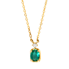 Calypso Halskette – 9-karätiges Gelbgold mit synthetischem Diamanten und synthetischem Smaragd