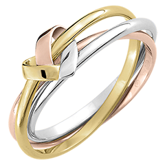 Pierścionek Serce z Origami - trzy pierścienie z trzech rodzajów złota 18-karatowego