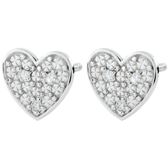 Kolczyki w kształcie serca Dita - złoto białe 9-karatowe