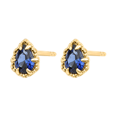Céphira Stud Earrings – 9K Yellow Gold and Synthetic Sapphires
