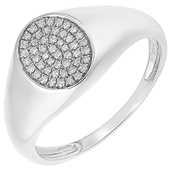 Anello Chiaroscuro - Chevalière Achille Diamanti - oro bianco 9 carati e diamanti