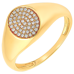 Anello Chiaroscuro - Chevalière Achille Diamanti - oro giallo 9 carati e diamanti