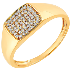 Ring Chiaroscuro - Zegelring Énée Diamants - 18 karaat geelgoud en diamanten