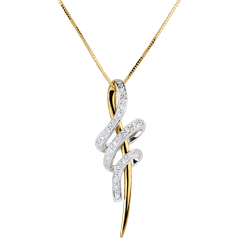 Ciondolo Nodo Serpente - Oro bianco e Oro giallo - 18 carati - 24 Diamanti - 0.12 carati