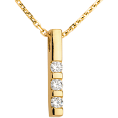 Ciondolo Trilogy - Oro giallo - 18 carati - 3 Diamanti - 0.22 carati 