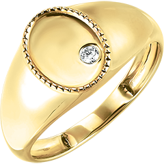 Bague Clair Obscur - Chevalière Auguste - or jaune 18 carats et diamant