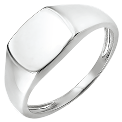 Bague Clair Obscur - Chevalière Énée - or blanc 9 carats