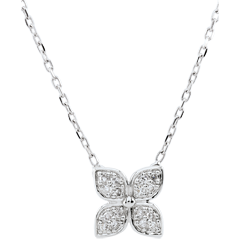 Colier Floarea Eternităţii - 16 diamante - aur alb de 9K