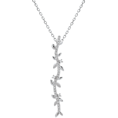Colier tulpină Grădină Fermecată - Frunziş Regal - aur alb de 18K şi diamante