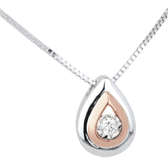 Collana Lacrima d'Antilope - Oro bianco e Oro rosa - 18 carati - Diamante