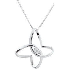 Collana Passeggiata Immaginaria - Fiocco di Farfalla - Oro bianco - 9 carati - Diamante