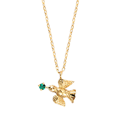 Collar Paloma – Oro amarillo de 9 quilates y esmeralda sintética