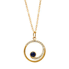 Collar Serenna – Oro amarillo de 9 quilates, zafiro y diamantes sintéticos