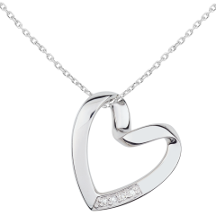 Collier Coeur Ruban - or blanc 9 carats