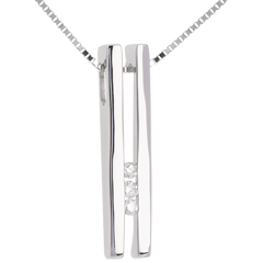Collier Diapason Trilogie or blanc 18 carats - 3 diamants