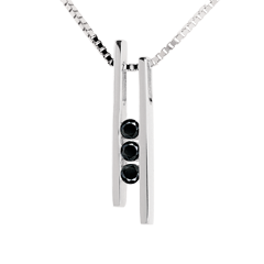 Collier Diapason Trilogie or blanc 18 carats - 3 diamants noirs