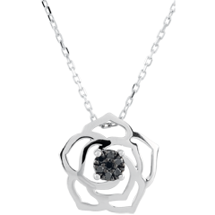 Collier Éclosion - Rose Absolue - or blanc 18 carats et diamants noirs